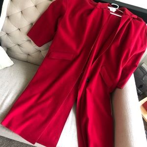 Bright red coat in bathrobe style